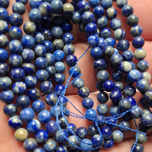 Perles Lapis-lazuli 4mm, corde 40cm perles rondes naturelles