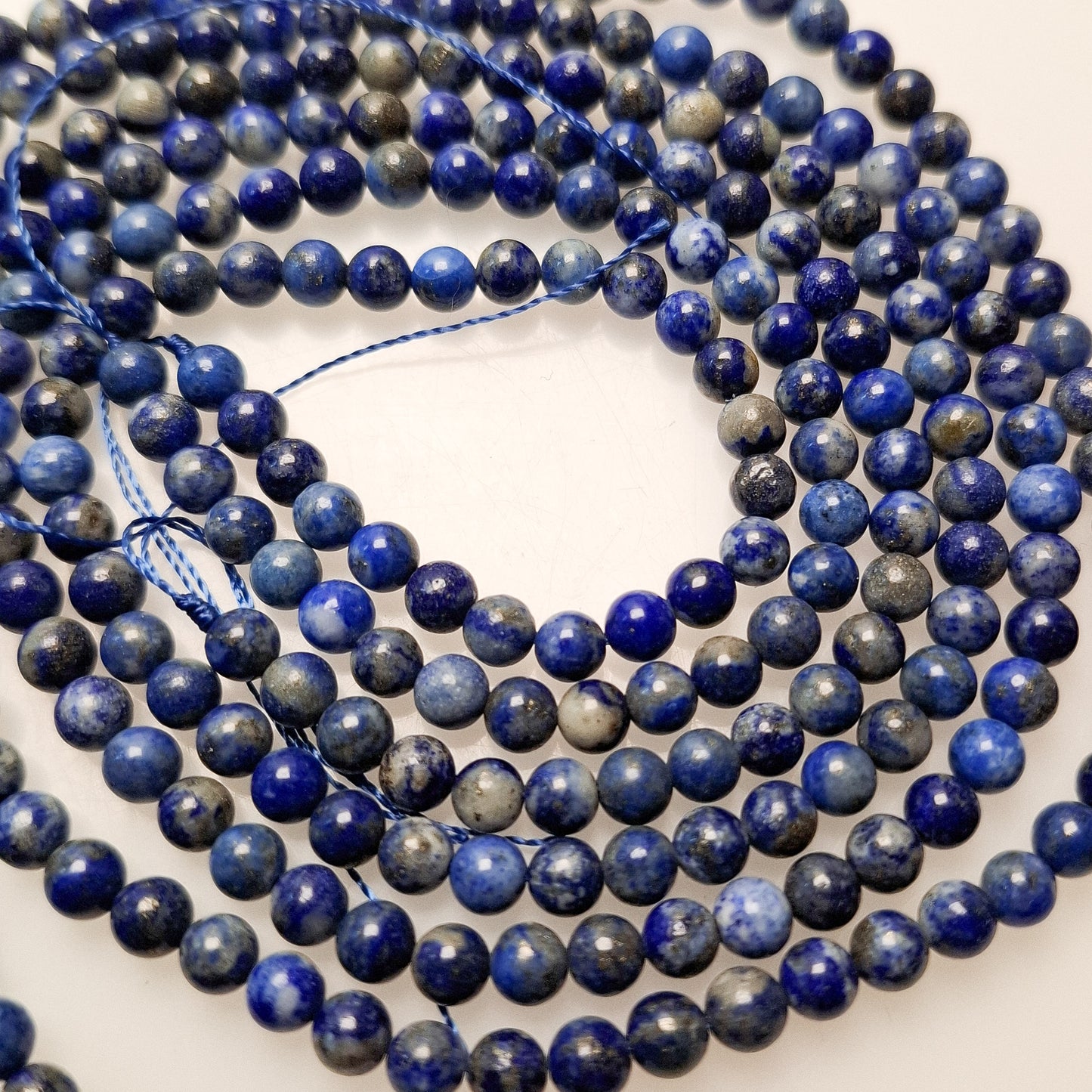 Perles Lapis-lazuli 4mm, corde 40cm perles rondes naturelles