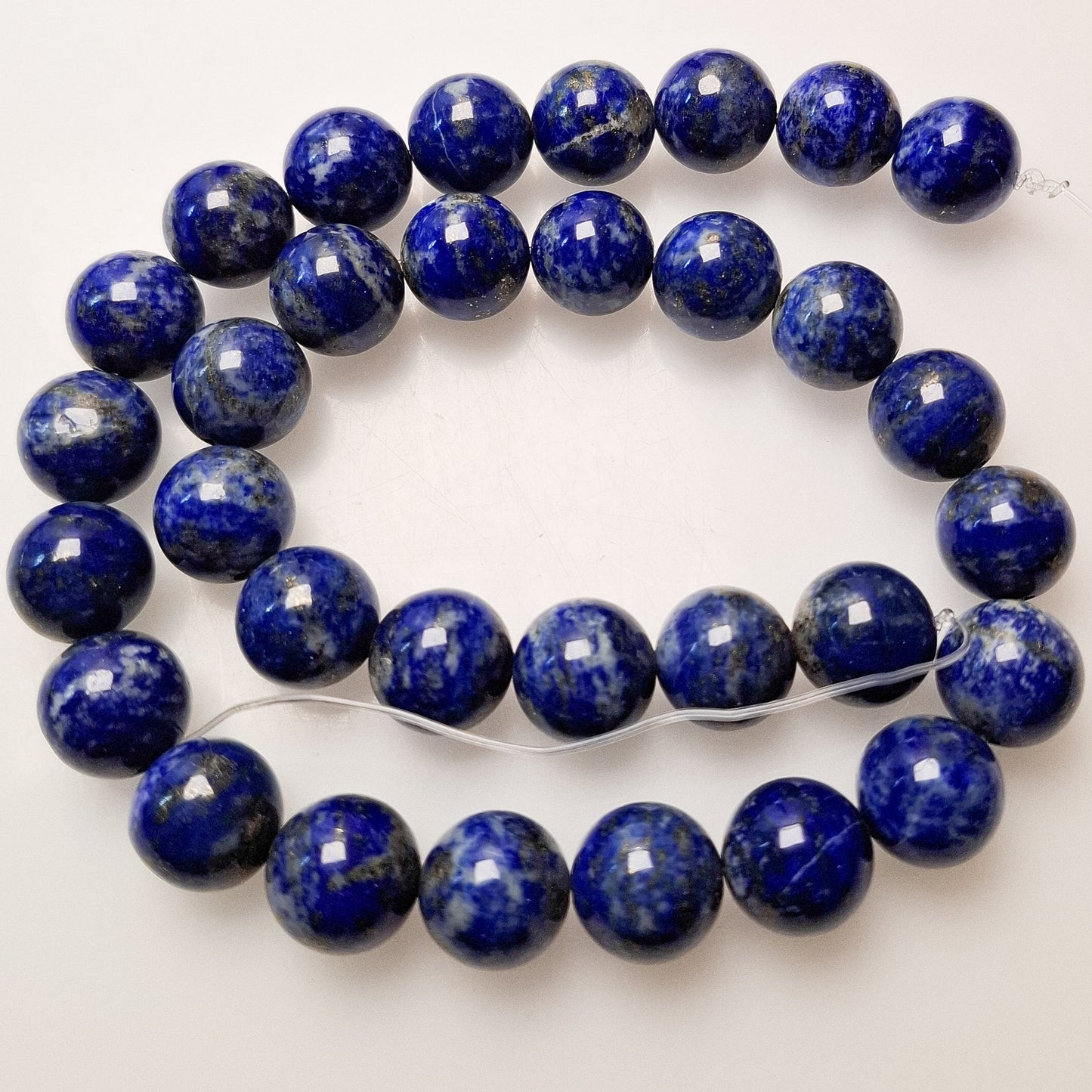 Perles Lapis-lazuli 12mm, corde 40cm perles rondes naturelles