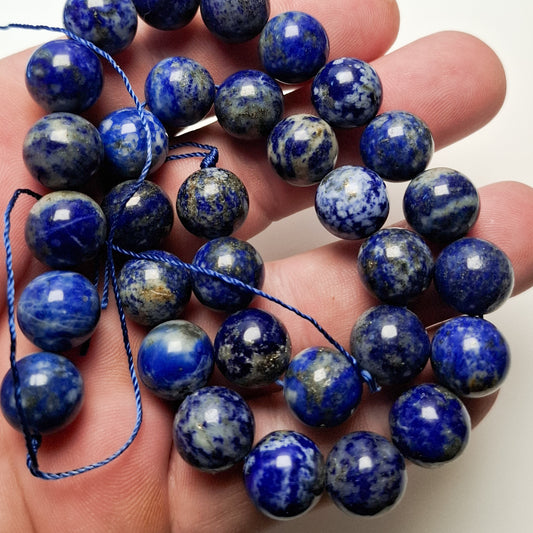 Perles Lapis-lazuli 12mm, corde 40cm perles rondes naturelles