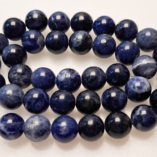 Perles Sodalite 10mm, corde 40cm perles rondes naturelles