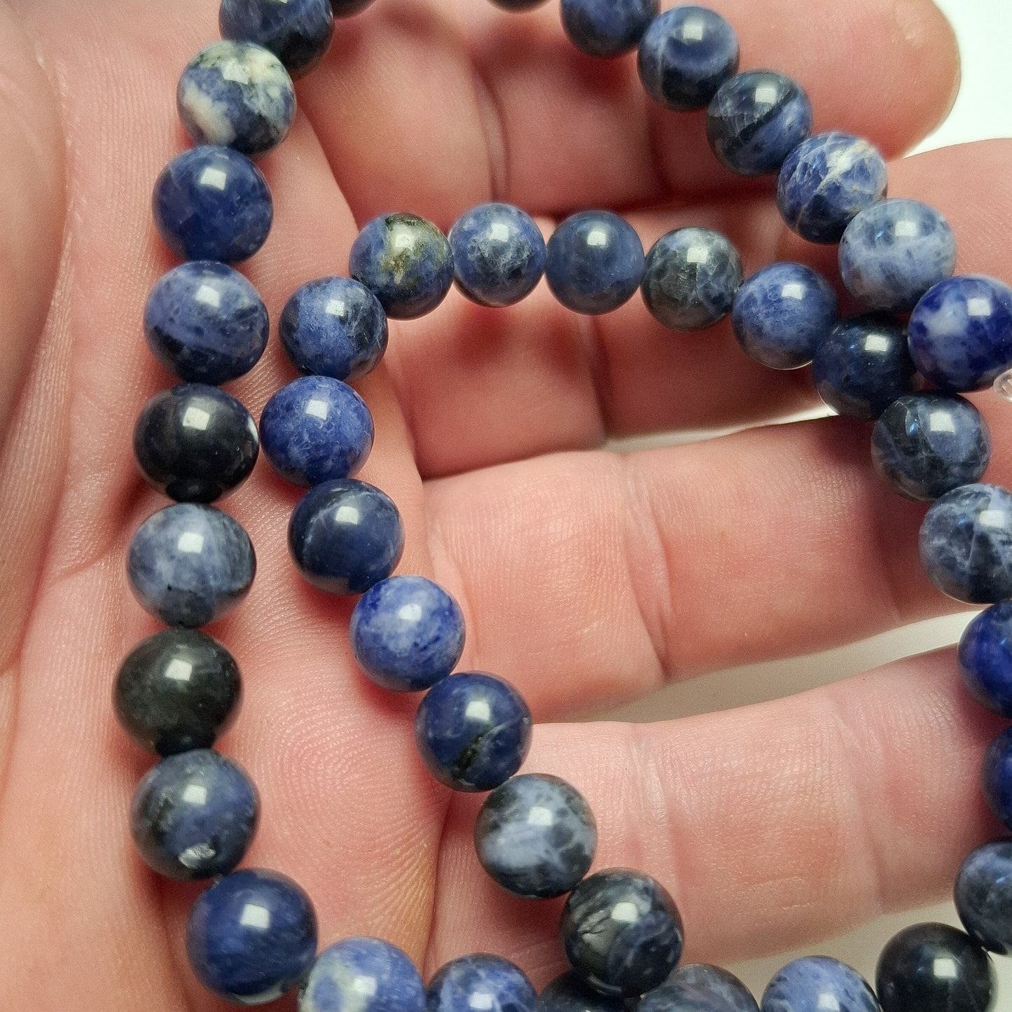 Perles Sodalite 8mm, corde 40cm perles rondes naturelles