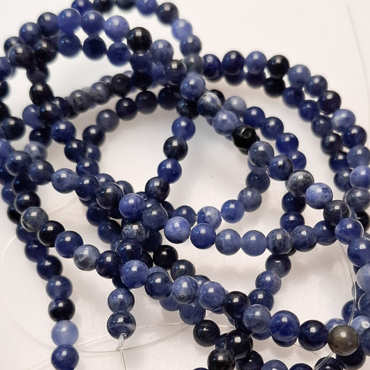 Perles Sodalite 4mm, corde 40cm perles rondes naturelles