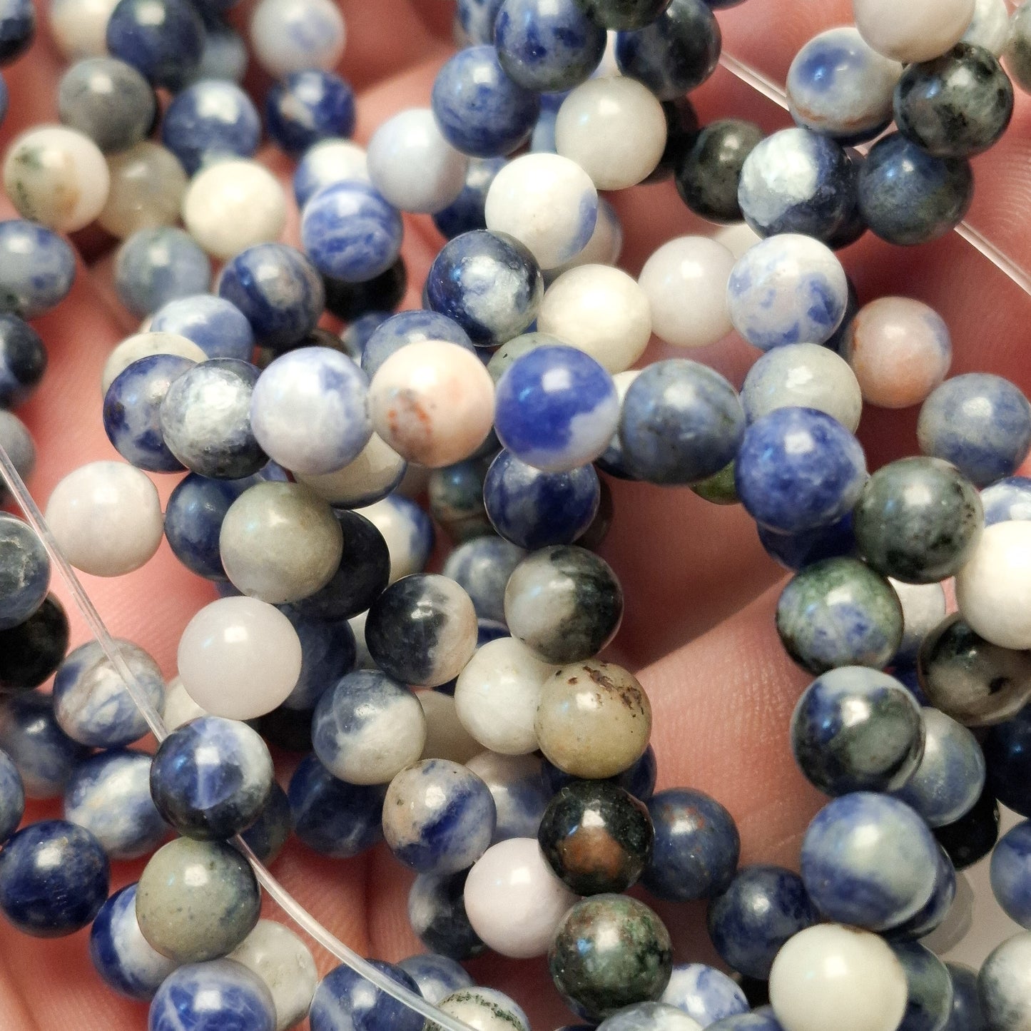 Perles Sodalite 6mm, corde 40cm perles rondes naturelles