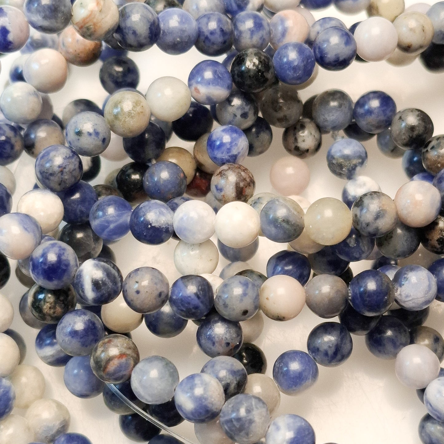 Perles Sodalite 6mm, corde 40cm perles rondes naturelles