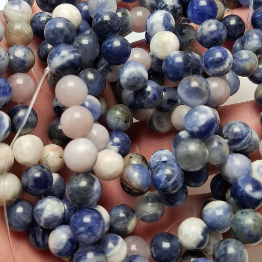 Perles Sodalite 8mm, corde 40cm perles rondes naturelles