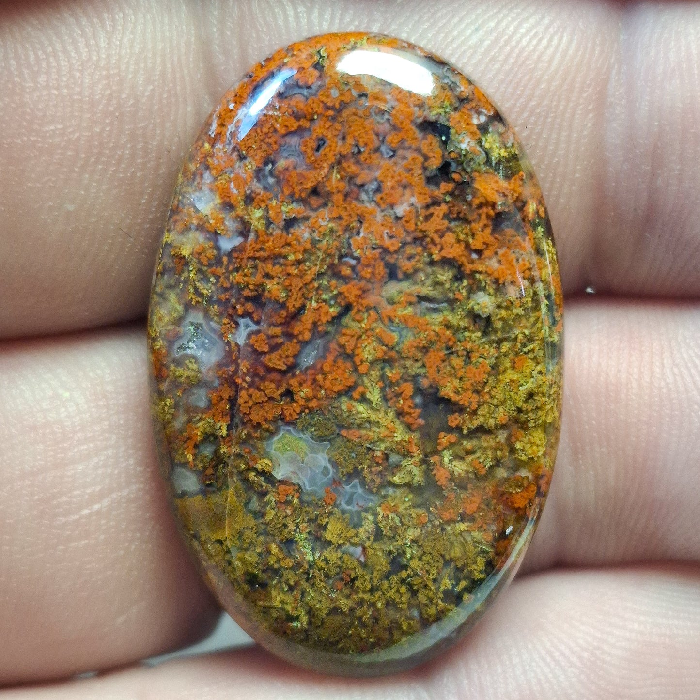 Cabochon Agate Plume