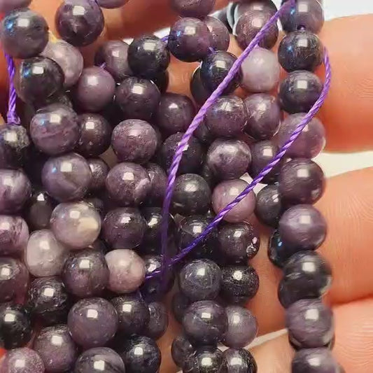 Perles Sugilite 8mm, Lot de 10 perles rondes naturelles