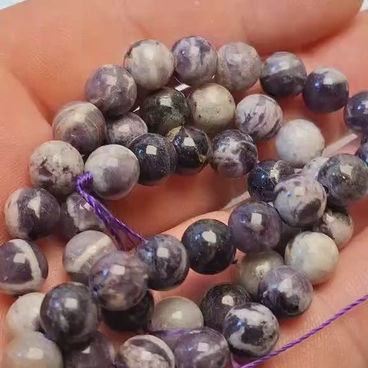 Perles Sugilite 8mm, corde 40cm perles rondes naturelles